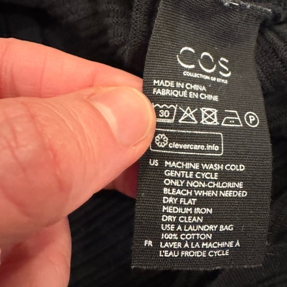 COS Rolled Neck Short Sleeve Cotton Ribbed Dress / xsmall - Picture 9 of 10